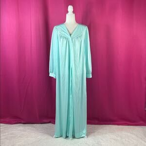 Vintage Shadow Line robins egg blue maxi nightgown robe night dress, L